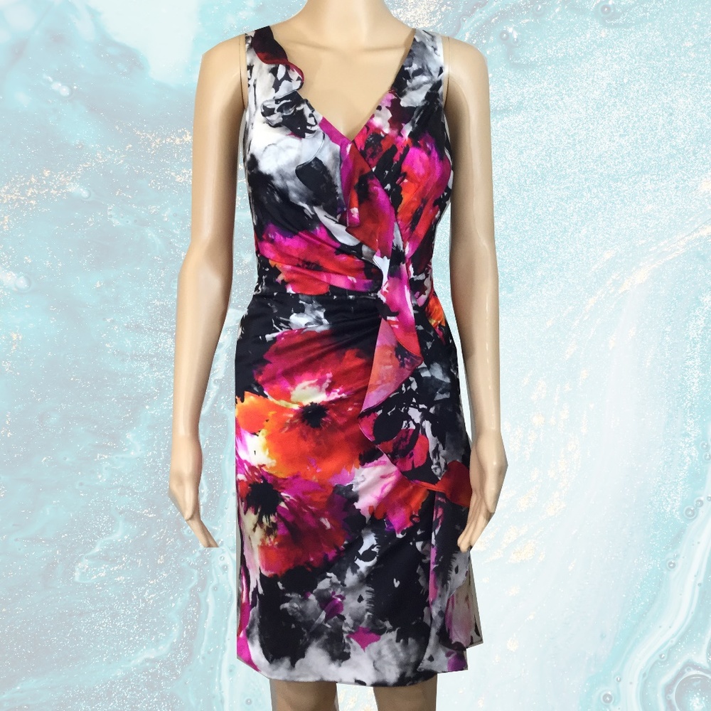 Carmen Marc Valvo Floral Sleeveless Dress